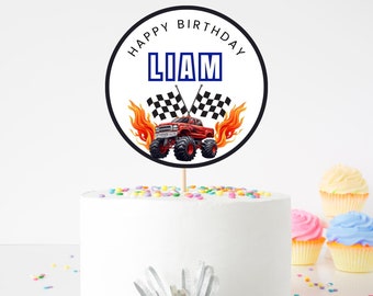 Monster Truck Birthday Cake Topper: Editable Party Decoration (Digital Download)