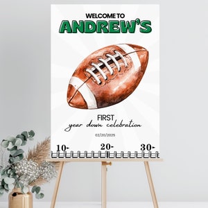 First Year Down Birthday Bundle - Football Party Sign - Customizable Welcome Sign - Digital Download