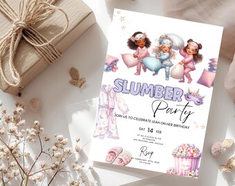 Slumber Party Birthday Invitation: Editable Pajama Party (Digital Download)