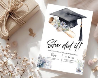 Floral Graduation Party Invitation: Elegant Wildflower Design (Digital Template)