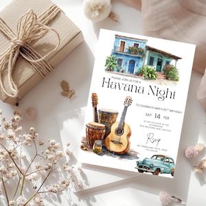 Havana Nights Party - Suprise Party - Havana Nights Invite - Havana Nights - Birthday Invitation - Adults Birthday, CANVA