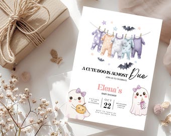 Halloween Ghost Baby Shower Invitation, Theme (Digital Download