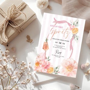 Love at First Spritz Bridal Shower Invitation, Aperol Spritz Bridal Shower Invite, Citrus Bridal Brunch, Orange Bridal Shower Bright Florals