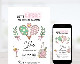 Customizable Pickleball Birthday Party Invitation - Editable Template for Celebrations - Instant Download- Fun Design for All Occasions