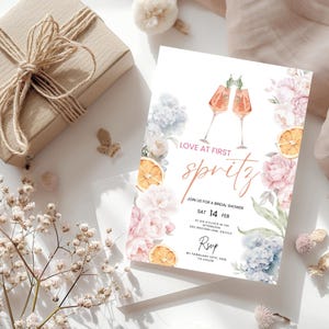 Love at First Spritz Bridal Shower Invitation, Aperol Spritz Bridal Shower Invite, Citrus Bridal Brunch, Orange Bridal Shower Bright Florals