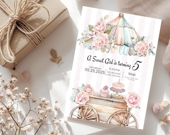 Sweet One Birthday Invitation: Lemon Theme, Girl First Birthday (Canva, Digital Download)