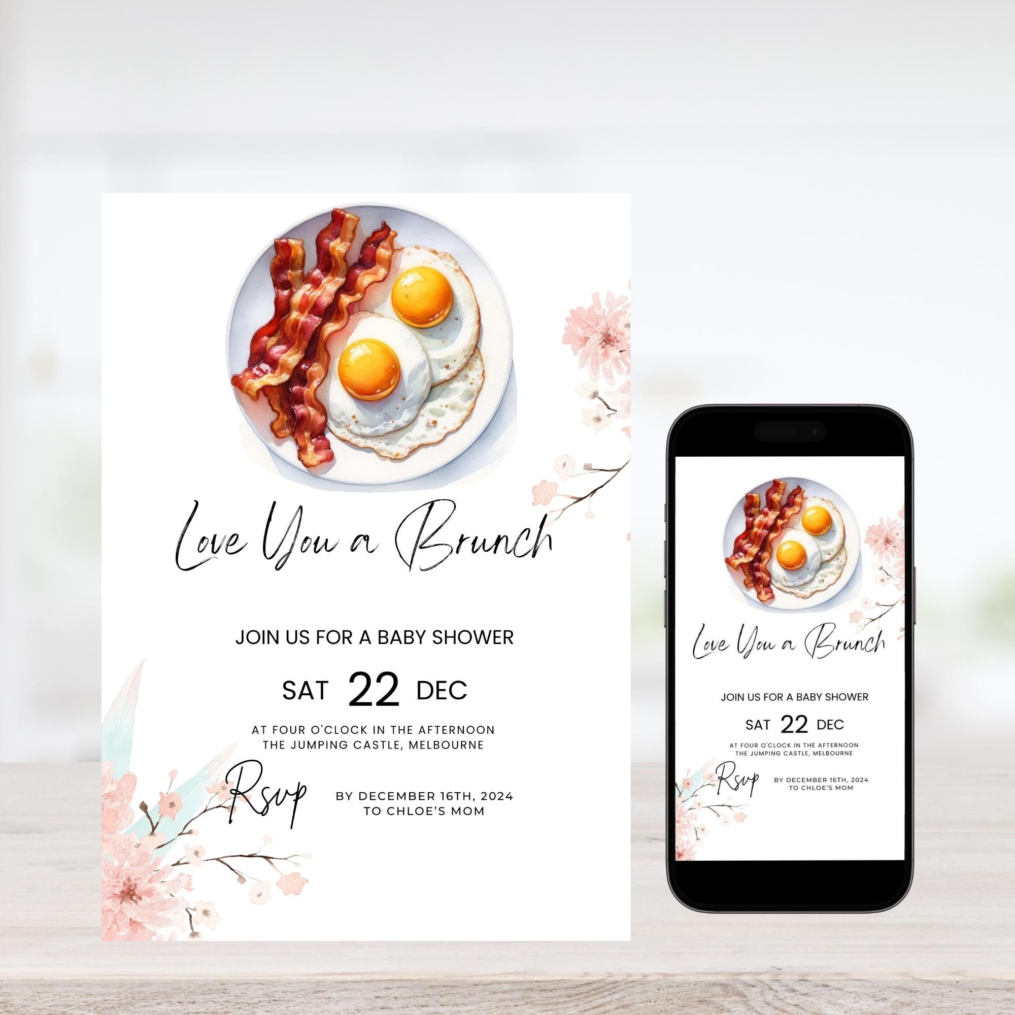 Love You A Brunch Baby Shower Invitation: Editable Canva Template (digital  Download) - Etsy, image size:2000x2000
