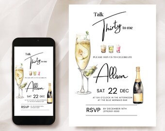 Whimsical 30th Birthday E-Invite Template (Editable Canva Design)