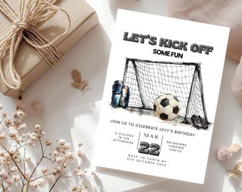 Invito di compleanno modificabile a tema calcio: invito per festa per bambini (download digitale)