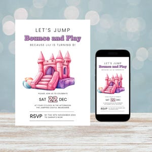 Bounce House Invitation | Trampoline Park Birthday | Custom Face Invite | Jump Invite | Bouncy Ball Invitation | Instant Download
