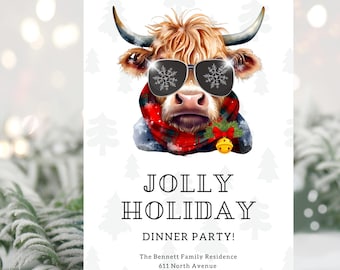 Cowboy Christmas Party Invitation - Western Holiday Card - Editable Digital Invite - Rustic Theme
