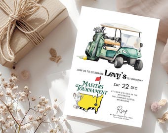 Golf 1st Birthday Invitation: Masters Par-Tee, Green (Digital Download)