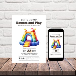 Bounce House Invitation | Trampoline Park Birthday | Custom Face Invite | Jump Invite | Bouncy Ball Invitation | Instant Download