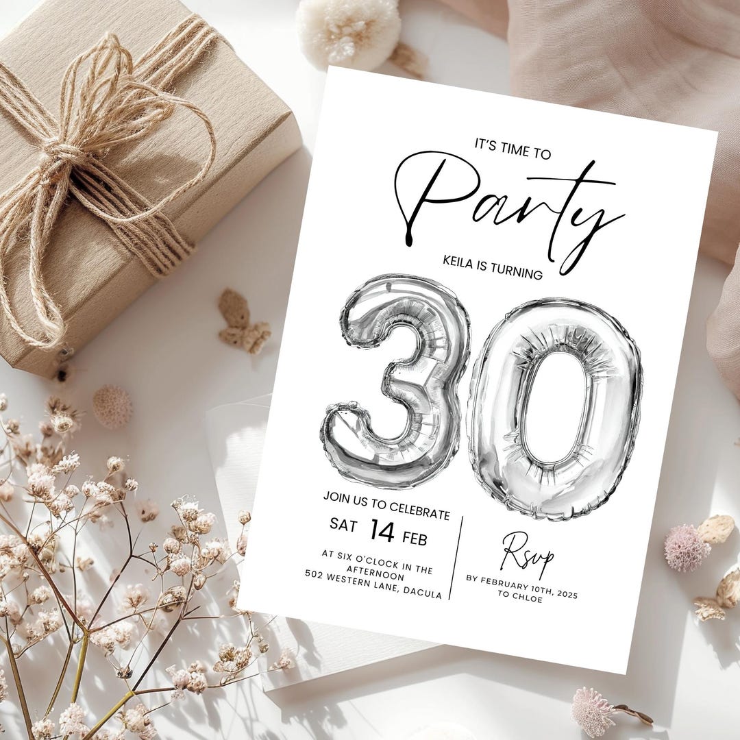 30th Birthday Invitation, Editable Canva Template (digital Download) - Etsy