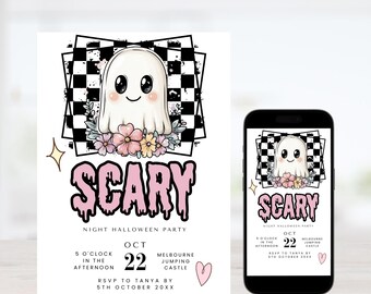 Editable Halloween Movie Night Invitation: Spooky Ghost (Digital Download)