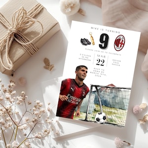 Faire-part d'anniversaire Pulisic, invitation Emirates, invitation Ronaldo modifiable, faire-part de football personnalisé, modèle de toile, anniversaire de football