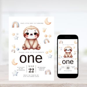 Sloth Party Invite | Let'S Hang Out | Zoo Invitation | Sloth Birthday Party | Cute Sloth Birthday Invitation | Instant Download