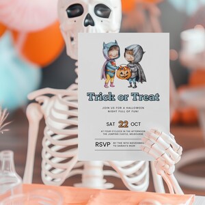 Trick or Treat Party Invitation - Editable Halloween Invite - Kids Halloween Template - Digital Download