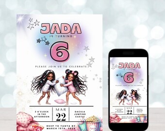 Girls Slumber Party Invitation: Editable Template (Digital Download)
