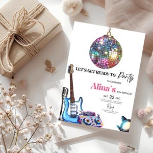 Editable Pop Star Birthday Party Invitation Neon Glow Party Like A Popstar Birthday Party Neon Glow Singing Music Party Instant Download