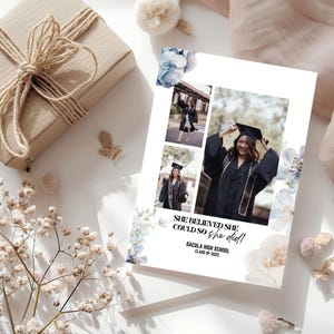 Modern Graduation Announcement Card, Editable Graduation Party Invite, Multiple Photo Graduation Card, Minimalist Senior Announcement Card