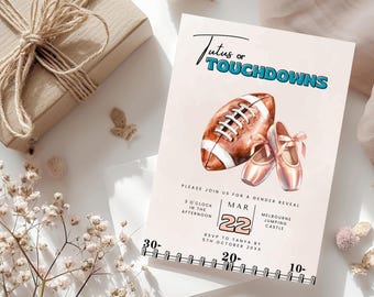 Tutus or Touchdowns Gender Reveal Invitation: Editable Baby Shower (Digital Download)