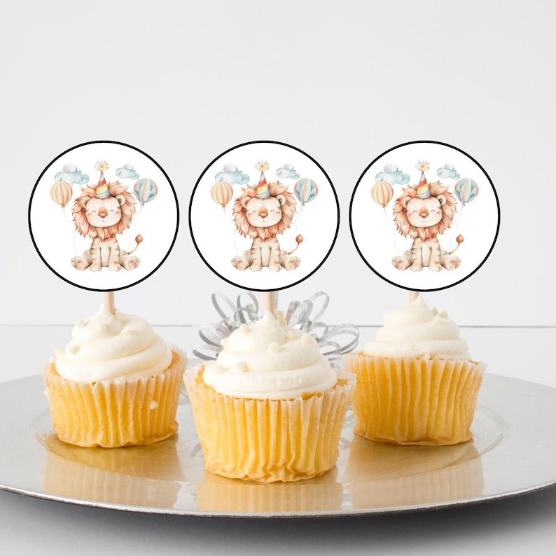 Safari Cupcake Topper | Safari Party Decor | Jungle Cupcake Toppers | Lion Cupcake Topper ...