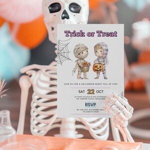 Trick or Treat Party Invitation - Editable Halloween Invite - Kids Halloween Template - Digital Download