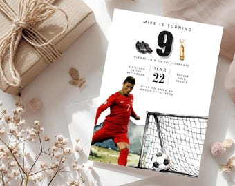 Invitación de cumpleaños de Ronaldo: Plantilla editable de Canva (descarga digital)