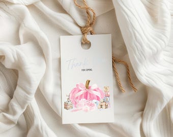 Pumpkin Baby Shower Favor Tags: Editable Thank You Tags (Digital Download)