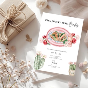 Taco Bout a Baby Shower Invitation Fiesta Baby Shower Mexican Party Cactus, Shower Invite Gender Neutral EDITABLE Instant Digital, EDITABLE