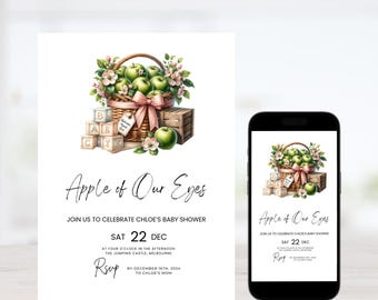 Apple Baby Shower Invitation: Editable Fall Theme (Digital Download)