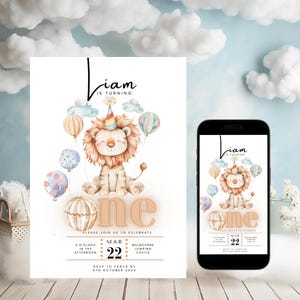 Jungle Birthday Invitation | Lion Baby Shower Invitation | Woodland Invitation | Sms Invite | 1St Birthday Lion | Safari Birthday