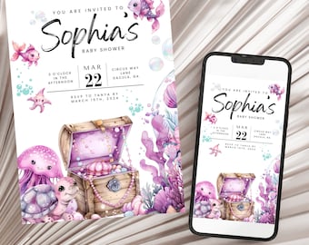 Mermaid Baby Shower Invitation: Under The Sea Template (Digital Download)