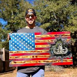 Colonial Master EOD Patch Series - Professional Wooden American Flag Gift - Customization for ETS/PCS Retirements & more.