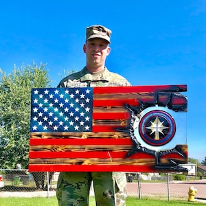 Special Operations Special Forces Patch Series - Professional Wooden American Flag Gift - Customization for ETS/PCS Retirements & more.