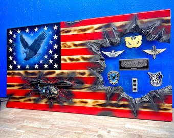 Customizable Army AVIATION Patch Series - Professional Wooden American Flag Gift - Customization for ETS/PCS Retirements & more.
