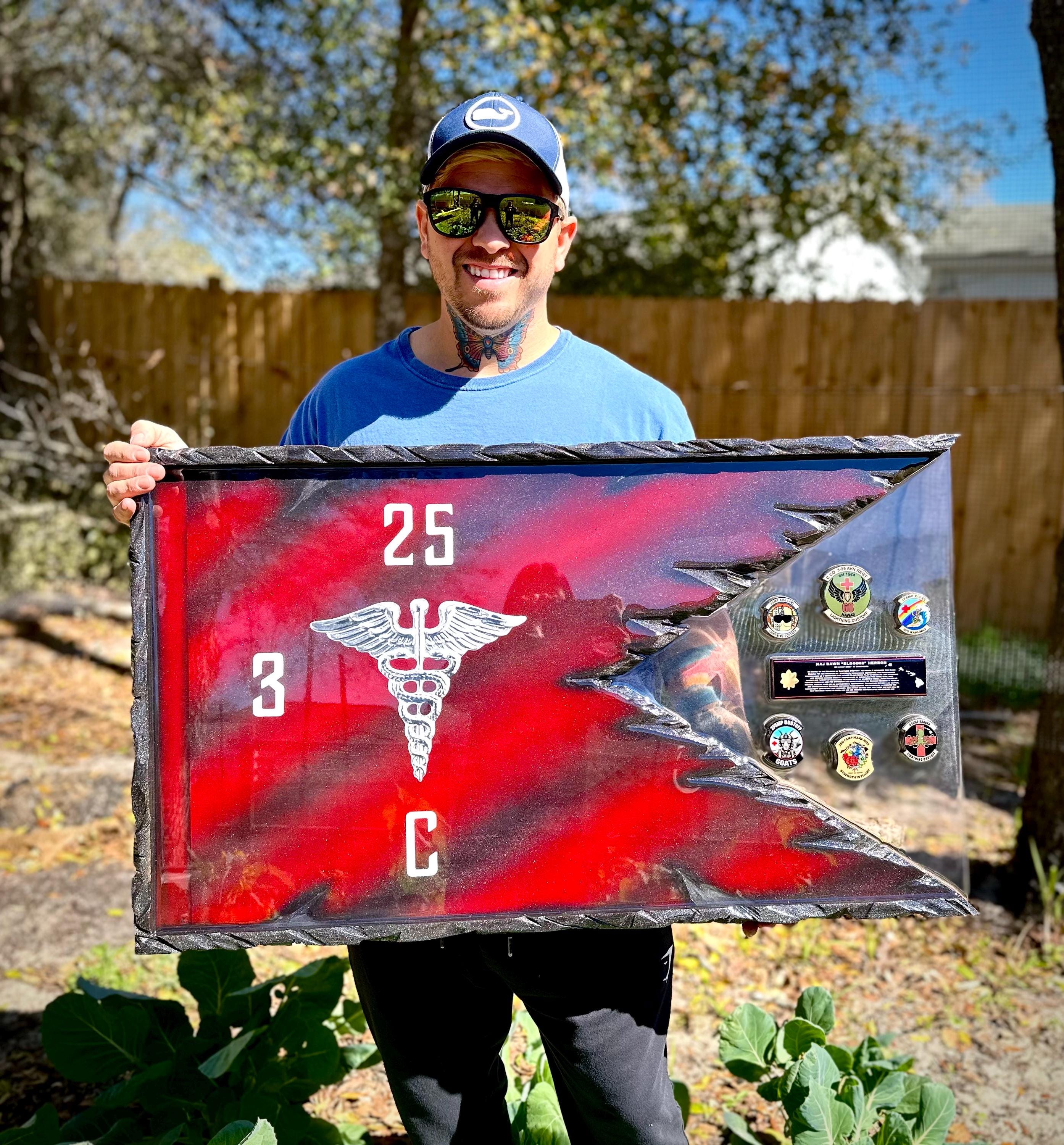 Professional Guidon Wooden Flag - Signal Corps - Add Your Unit Logo or ...