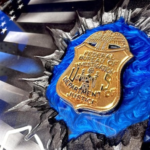 Special Agent Thin Blue Line Flag - Custom Badge & Plaque additions! - Made to Order - By an Army Veteran FBI, CIA, HSI, atf, dea