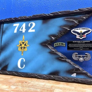 Professional Guidon Wooden Flag - Military Intelligence Corps - Add Your Unit Logo or Crest, Awards Gift - Customization ETS/PCS Retirements