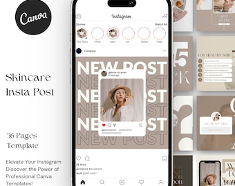 Skincare Instagram Post Templates, Beauty Social Media (Canva)