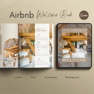 Airbnb Welcome Book Template Canva Airbnb Guest Book Airbnb (+FREE 6 Signs Templates) Guidebook VRBO HomeAway Rental Book Cabin for Canva