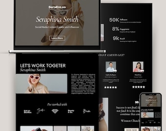 Modello di sito web per influencer di lusso, portfolio Canva (download digitale)