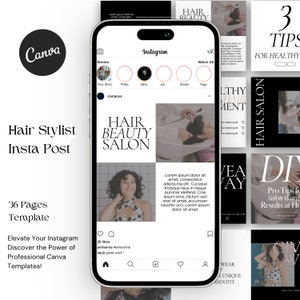 Hair Stylist Social Media Templates Small Business Instagram Templates Instagram Content Templates Minimalistic Templates Neutral Colors