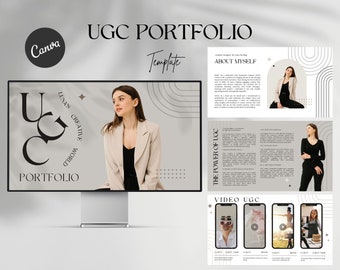Plantilla de Canva para portafolio minimalista de contenido generado por usuarios (CGU), kit de medios neutral