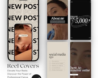 Instagram Reel Covers, 36 Canva Templates (Digital Download)