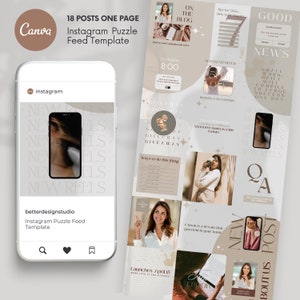 Feed Instagram Puzzle Template Canva , Instagram Aesthetic Grid Template, Canva Instagram Templates , Minimalist Instagram Design , Post
