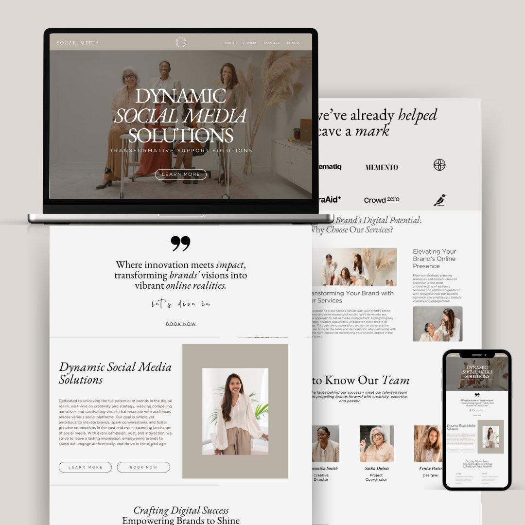Beige Layout Ranting Elegant Beige Website Template for Coaches, Vas (canva) - Etsy