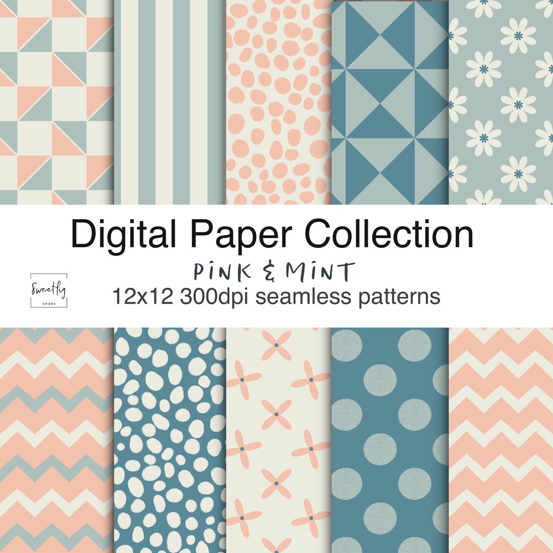 Pink BOHO GEO Pattern Paper Collection, Boho Digital Paper, Seamless ...