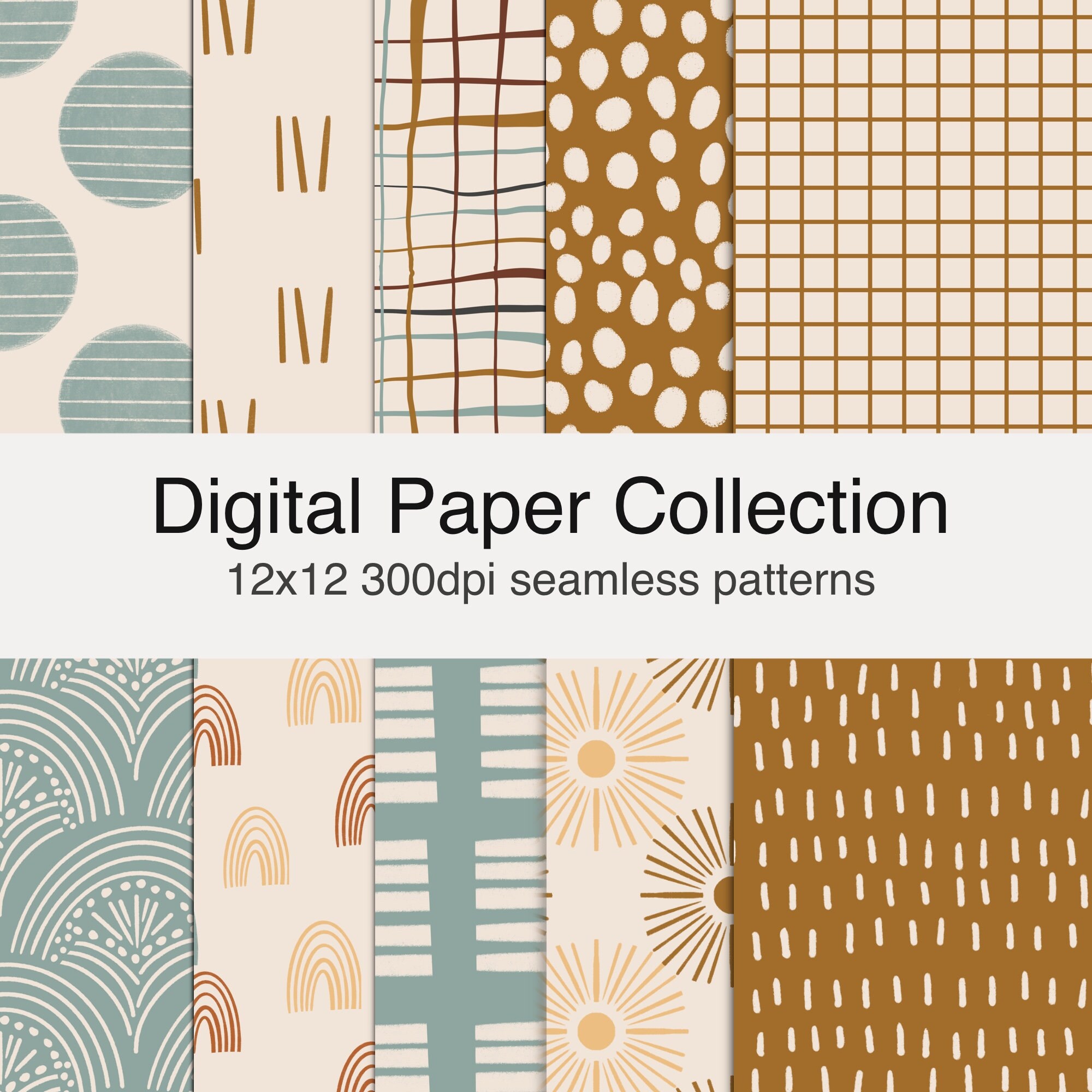 Boho Modern Pattern Paper Collection, Boho Seamless Digital Papers ...